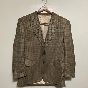 Vintage Bill Blass Black Label Men's Sports Coat Blazer 40 Houndstooth 100% Wool
